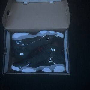 Jordan 6 rings Black/ fire red/ white size 7 partially used